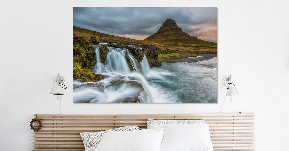 Waterfalls at Kirkjufell Iceland by Sander Grefte on canvas, poster